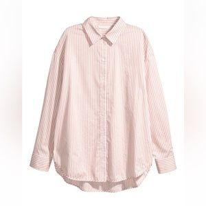 H&M pink and white striped blouse 100% cotton.